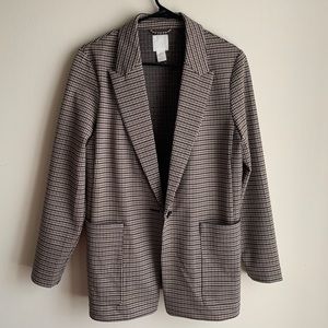 H&M houndstooth fitted blazer